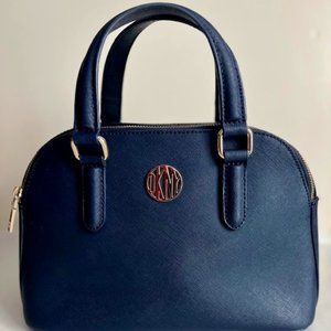 DKNY leather navy double zip satchel purse